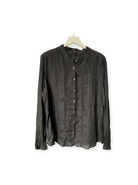 Vintage Wrap London Gray ramie shirt, size 12/14US, UK18